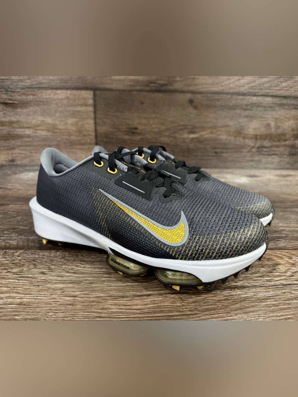 Nike Air Zoom Infinity Tour 2 Mens Size 7.5 Wide Golf‎ Shoes Black Gold Grey NEW